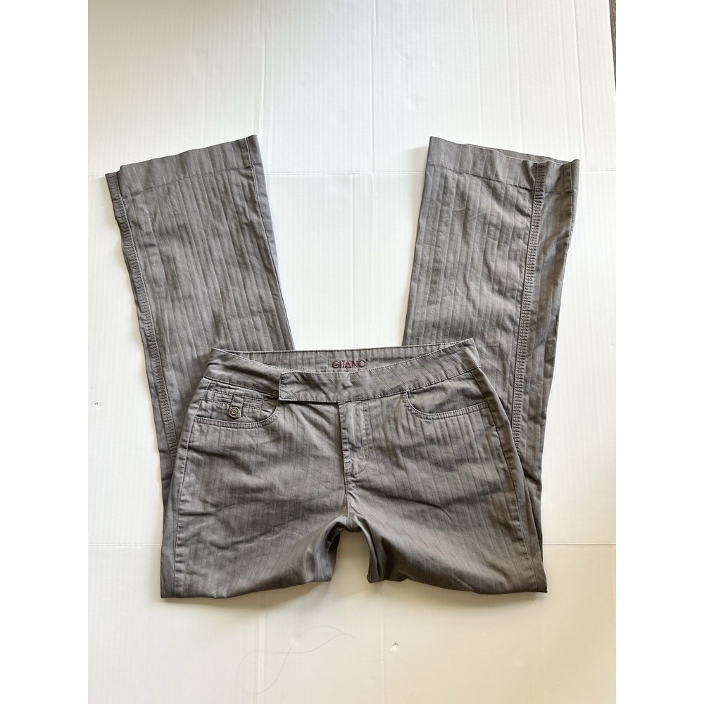 2000s Cotton Low Rise Striped Flared Trousers Office Siren Y2K Preppy Parisian